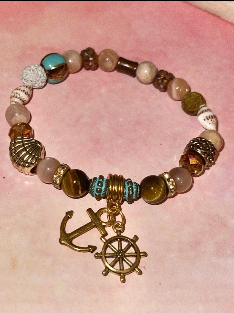 Tigers Eye & Sunstone Stretchy Summer Bracelet